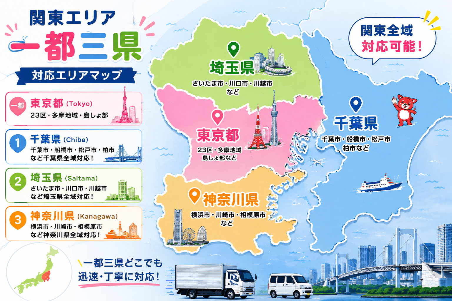 关东一都三县服务区域地图